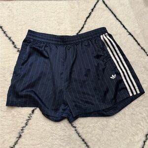 Women’s Adidas Originals Pinstripe Satin Shorts Navy XL